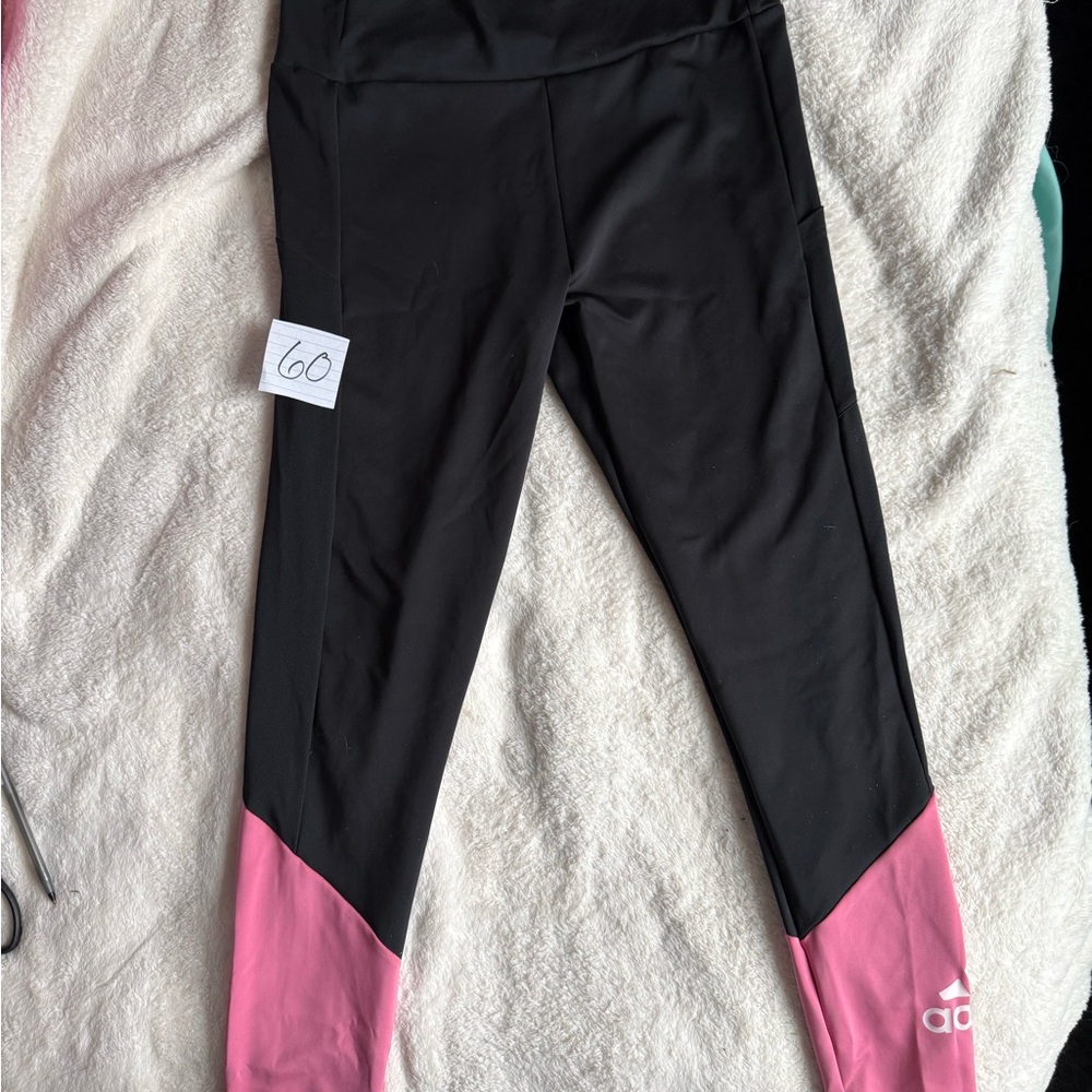 adidas Black and Pink Colorblock Leggings